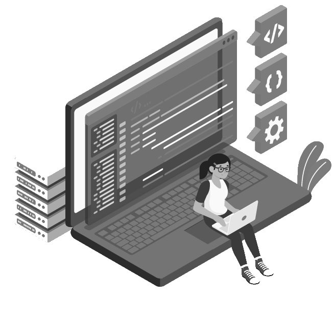 tlogic graphic of user building website on laptop